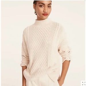 J. Crew long cotton cable knit, mock neck sweater.